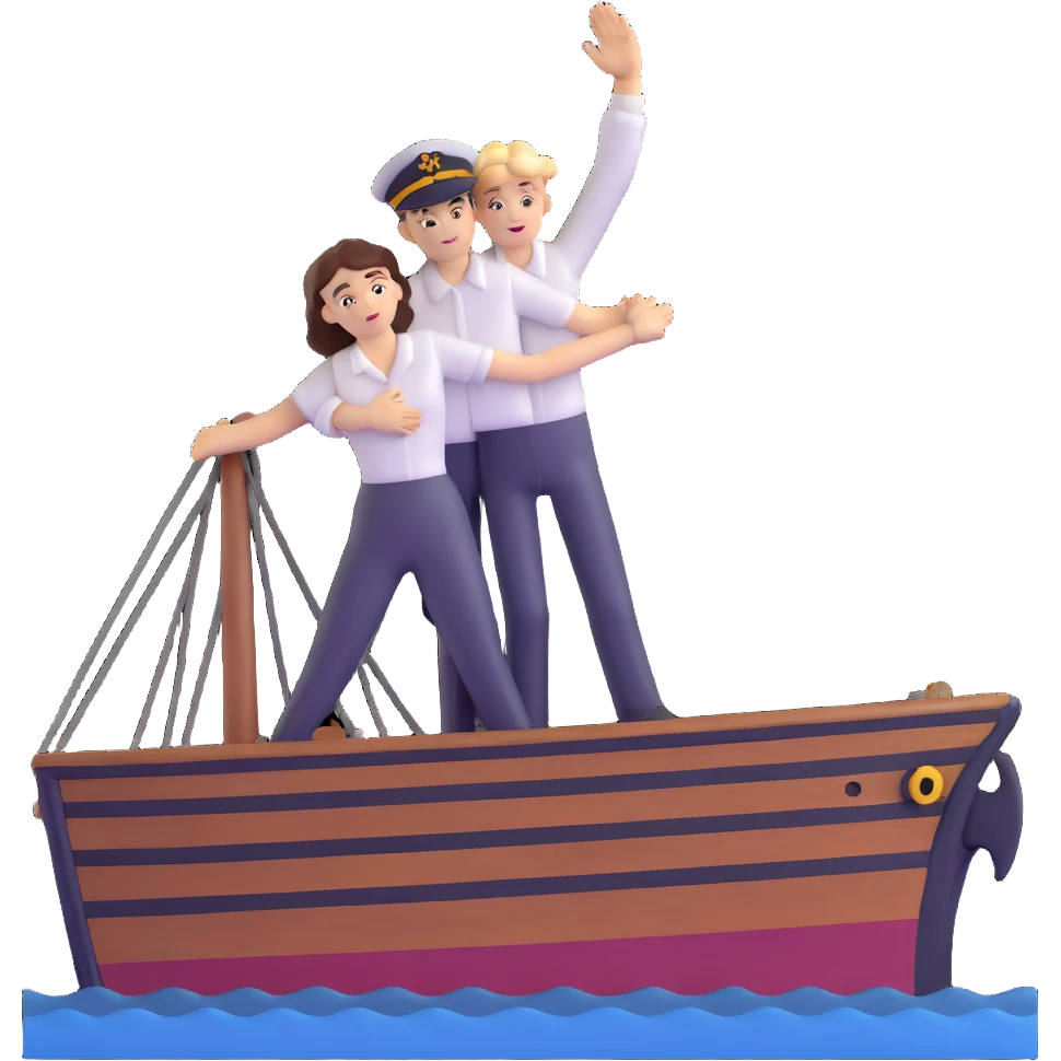 couple in love on a ship standing at the bow like Titanic emoji