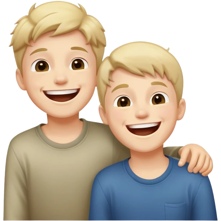two boys laughing together, simple pose emoji