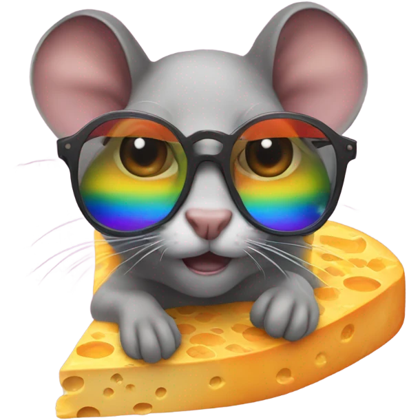 rainbow glasses on a cheddar rat  emoji