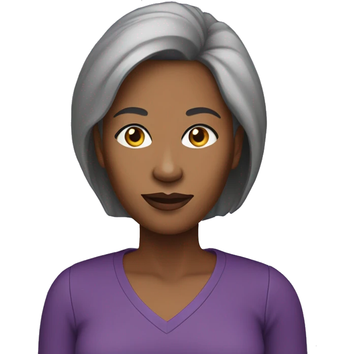 Headshot of African American Woman in Her 50s with straight hair wearing a purple shirt  emoji