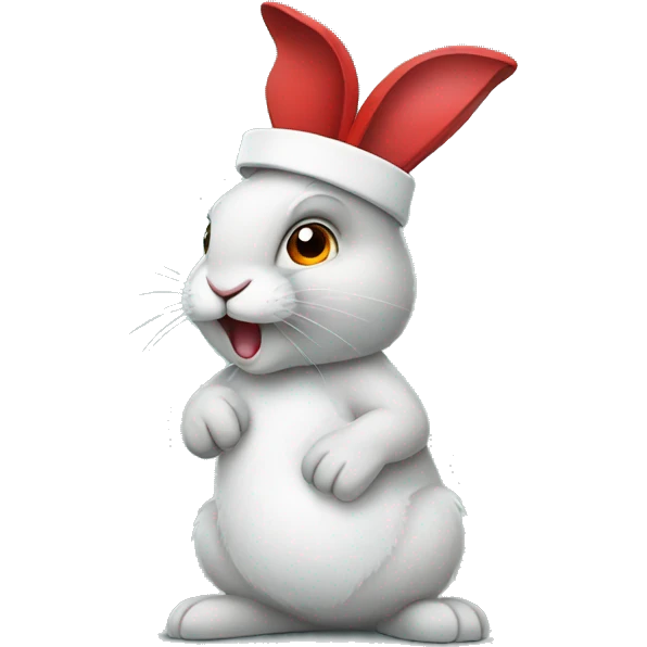 
A rabbit with a red headband makes a hole in one emoji