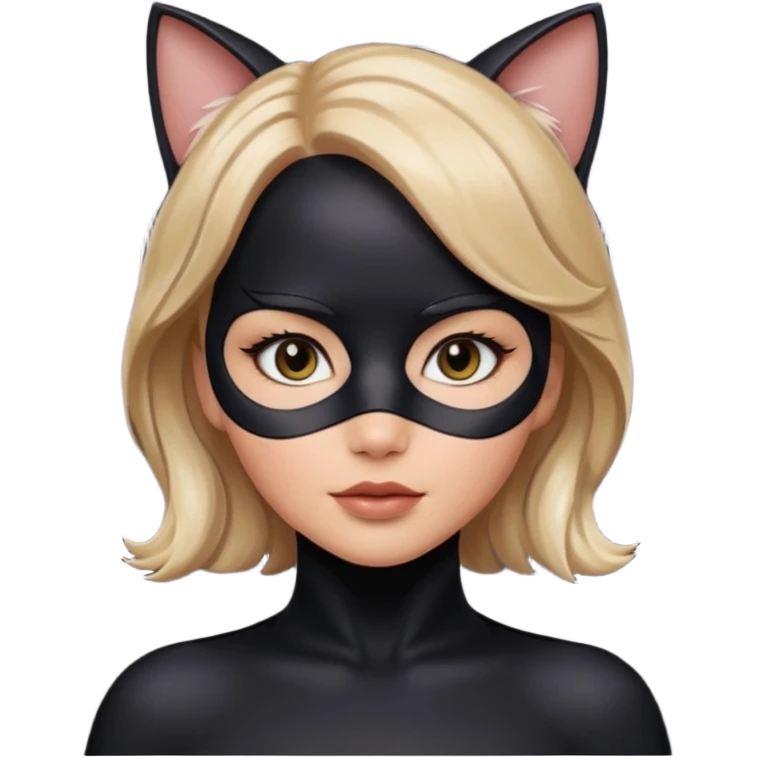 Jennifer Lawrence, in a black cat costume emoji
