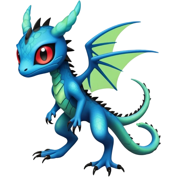 Cool Edgy black-blue ethereal badass punky Trico-Flygon-animal-creature full body emoji