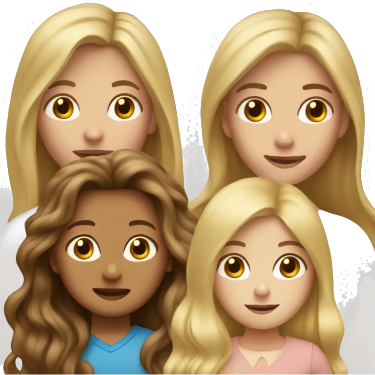 Long Brown hair woman, long Blonde hair woman, baby boy emoji