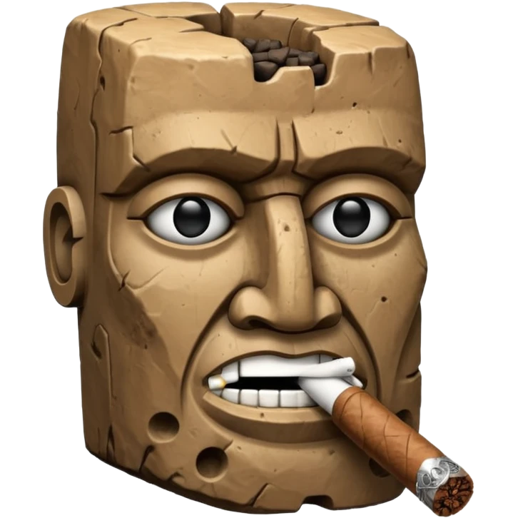Blocky Easter island head smoking cigar emoji
