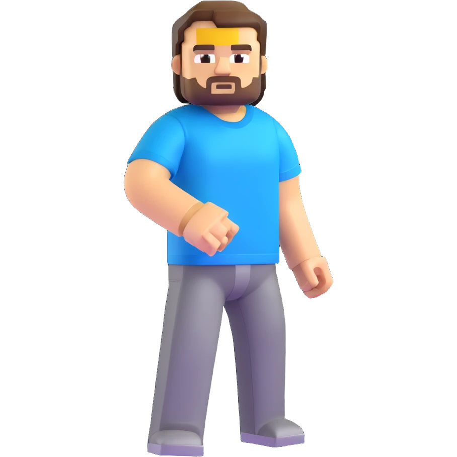 Minecraft character of Jack Black wearing a blue t-shirt emoji