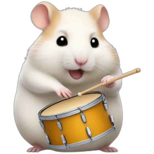 fat extatic hamster playing drums emoji