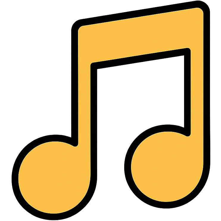 music icon in gold and black, outlined style emoji