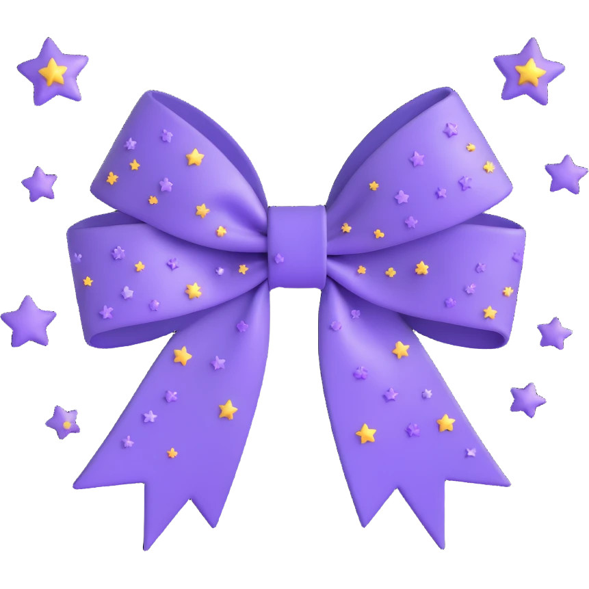 sparkly lavender bow with stars, no gold emoji