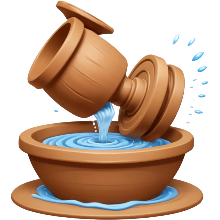 Realistic image of a potter's wheel in action, shaping wet clay into graceful shapes, water splashing gently emoji