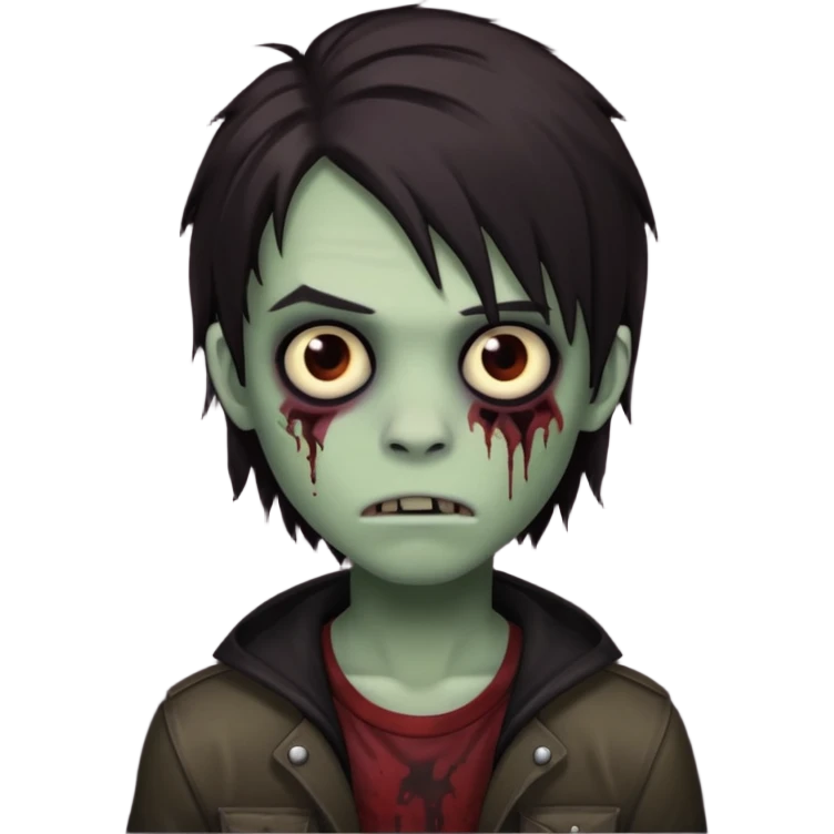 boy zombie with darkish brown not-so long hair emo emoji
