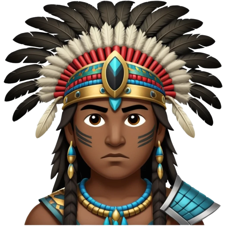 Toltec warrior with feathered headdress and obsidian blade emoji