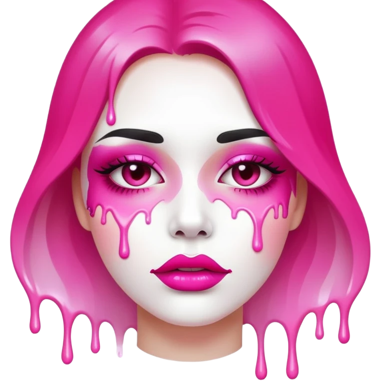 White paint dripping from hot pink ombre glossy lips emoji