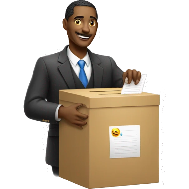 rich man voting, putting paper in box emoji