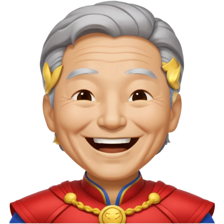 old Chinese superhero laughing with closed eyes emoji