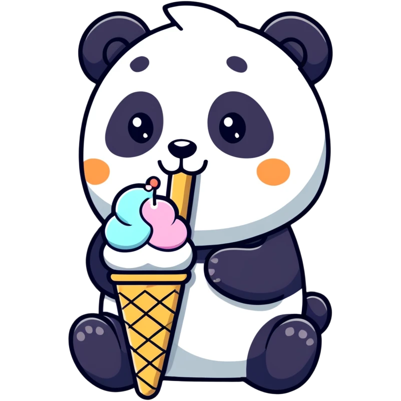 Panda eating ice cream emoji