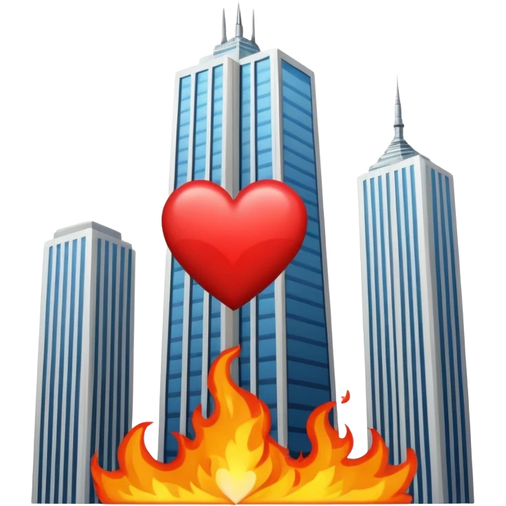 plane hitting skyscraper with heart emoji