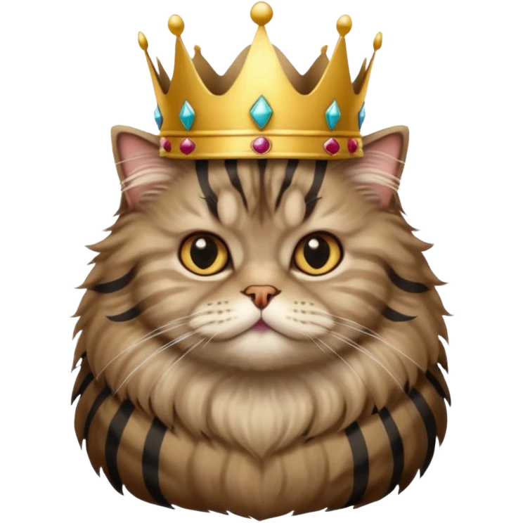 Persian cat tabby with crown king emoji