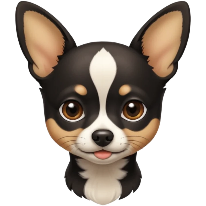 Very Dark black Chihuahua with white markings On the neck emoji