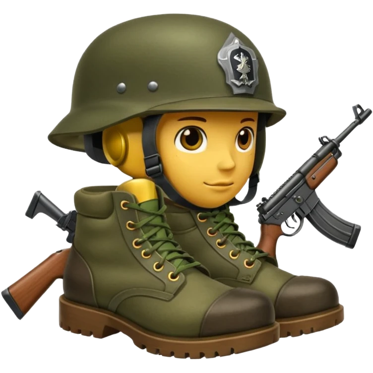 Military rifle boots helmet  emoji