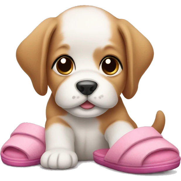 puppy wearing slippers emoji