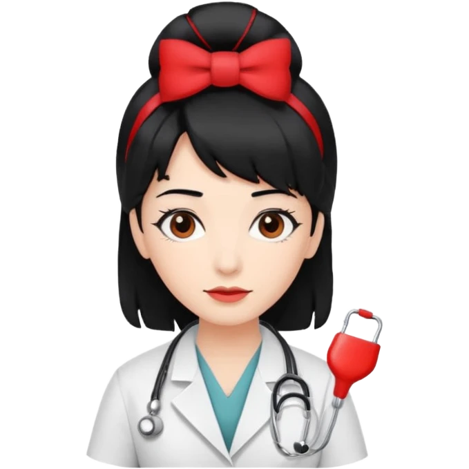doctor with black hair and red hairclips  emoji