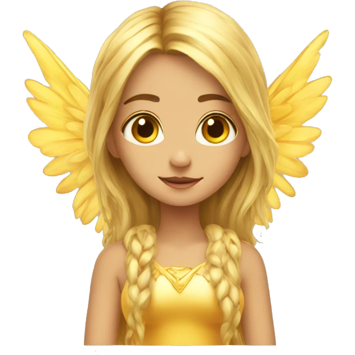big wings, sun, gold, Beautiful, fairy, long hair emoji
