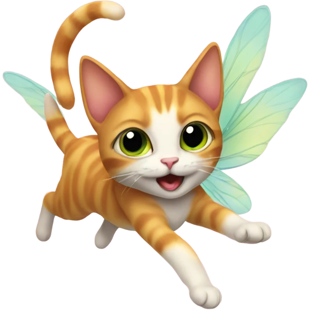 Fairy cat mid flight 4 legs emoji