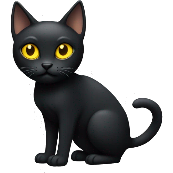 Pointed sleek black cat full body yellow eyes  emoji