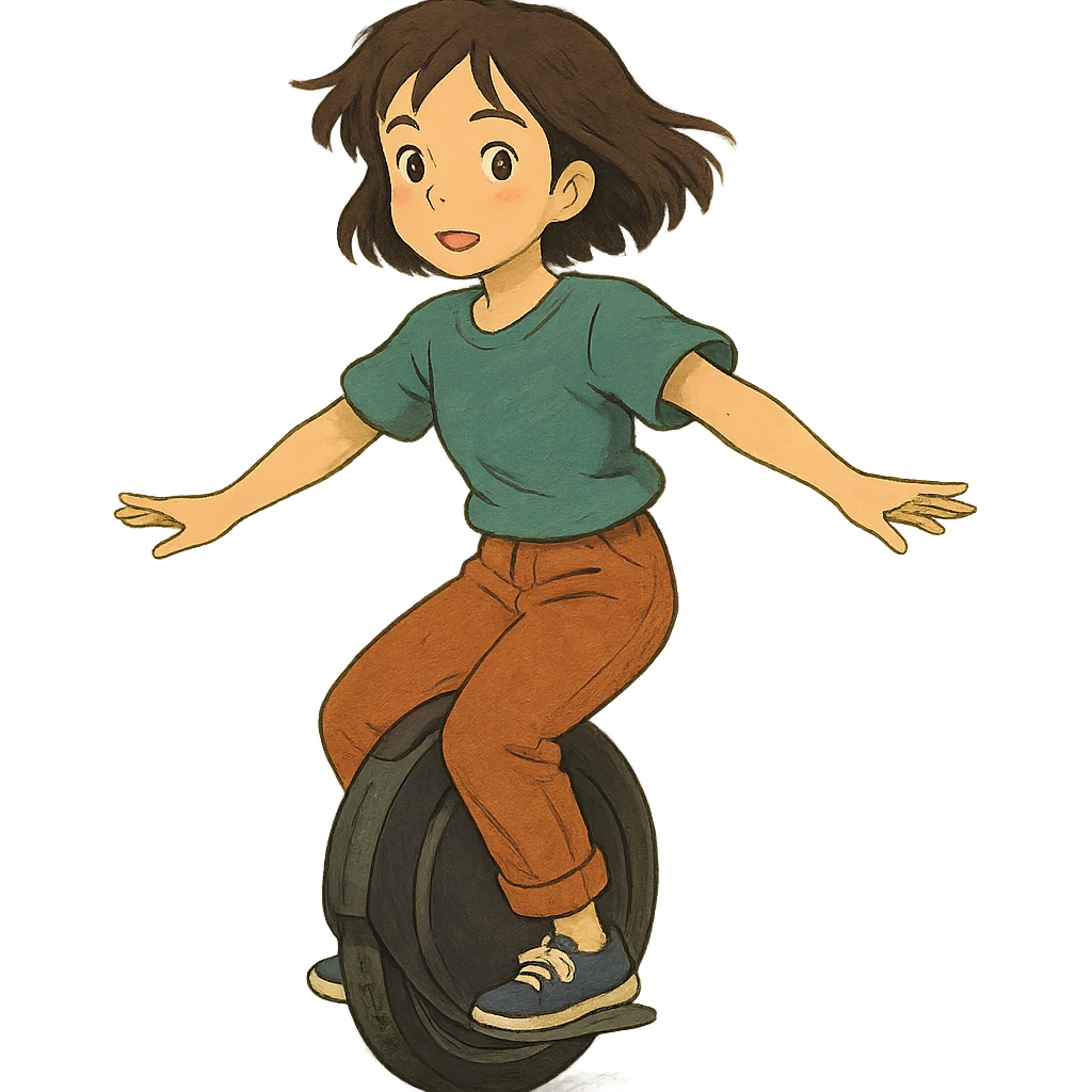 asian girl riding a electric unicycle emoji
