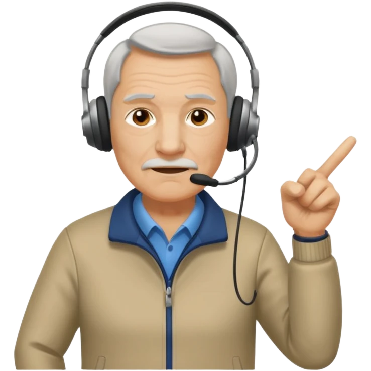 An older coach pacing along the sideline, pointing decisively. emoji