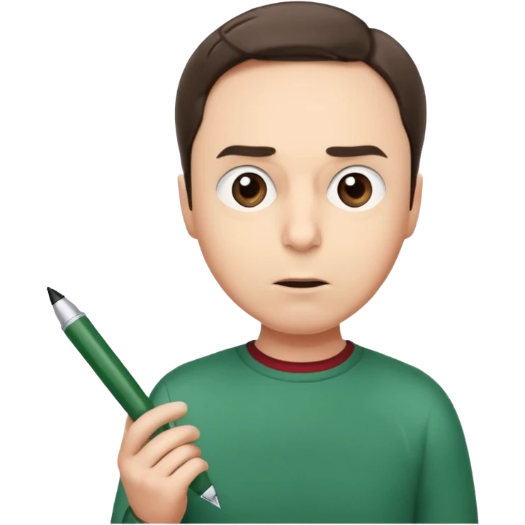 эмоджи  Шелдон (Теория большого взрыва) смотрит на  документы (листы А4) и удивляется emoji