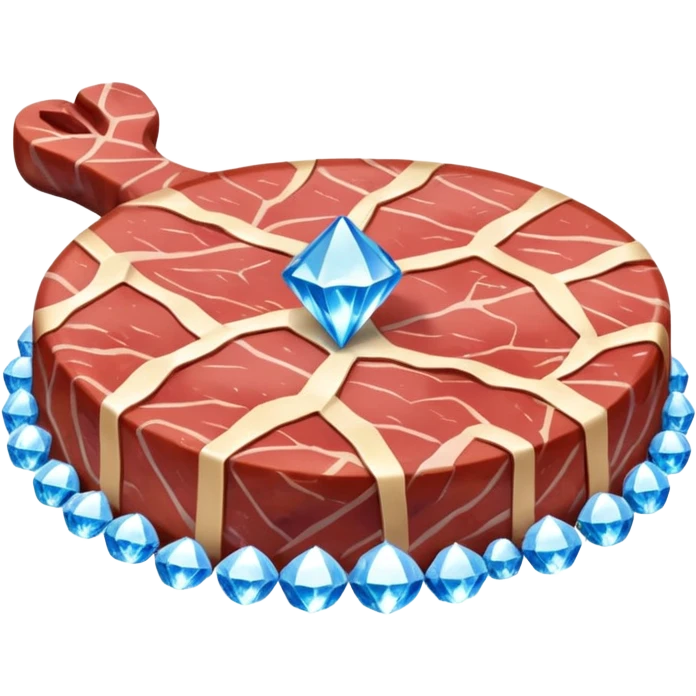 Meat with diamond textur and blue color emoji