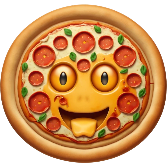 evil pizza face, iOS emoji style emoji