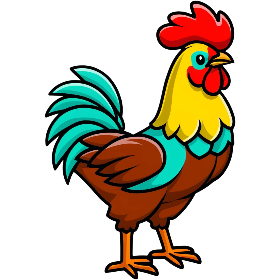 Heihei the rooster from Moana, colorful tropical chicken emoji