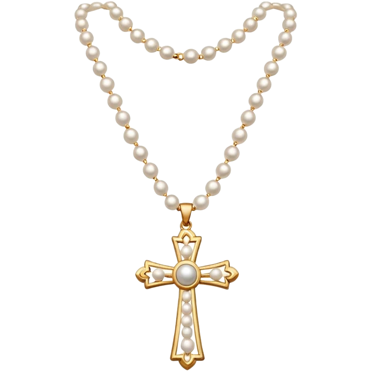 Cute pearl necklace with a cross in the middle emoji