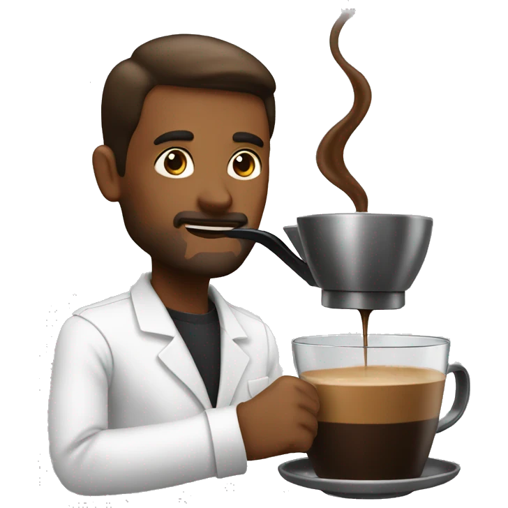 Man making coffee with a coffee matchine emoji