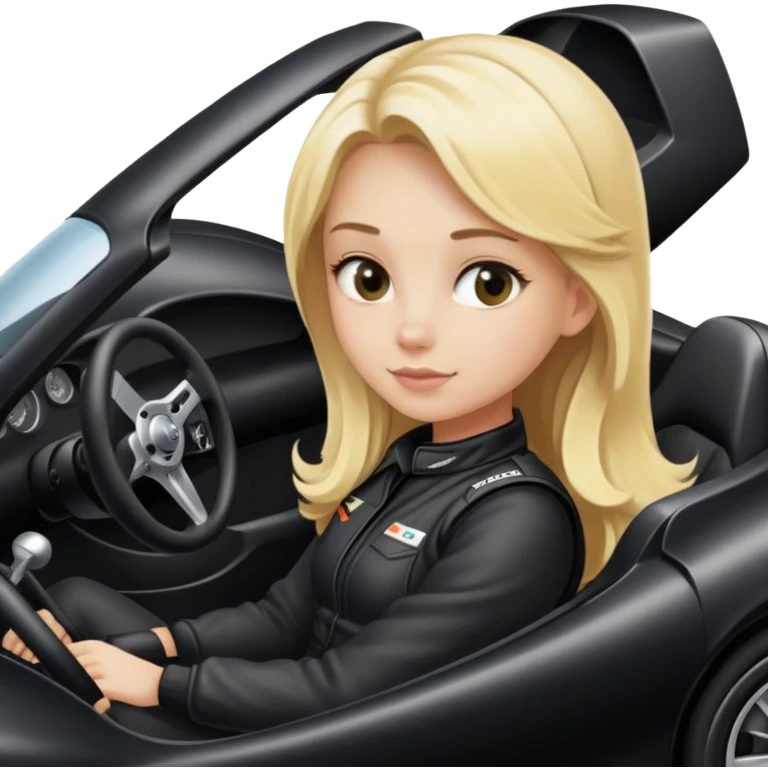 Blonde Girl sitting in a Racing black car emoji