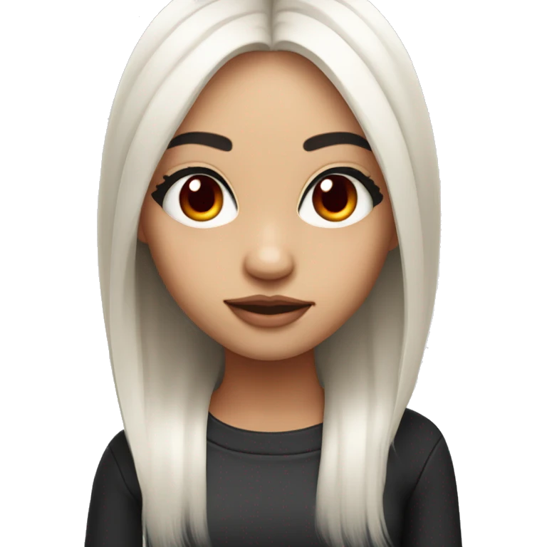 cute girl with long split white and black hair and red eyes with light skin with eyelashes emoji