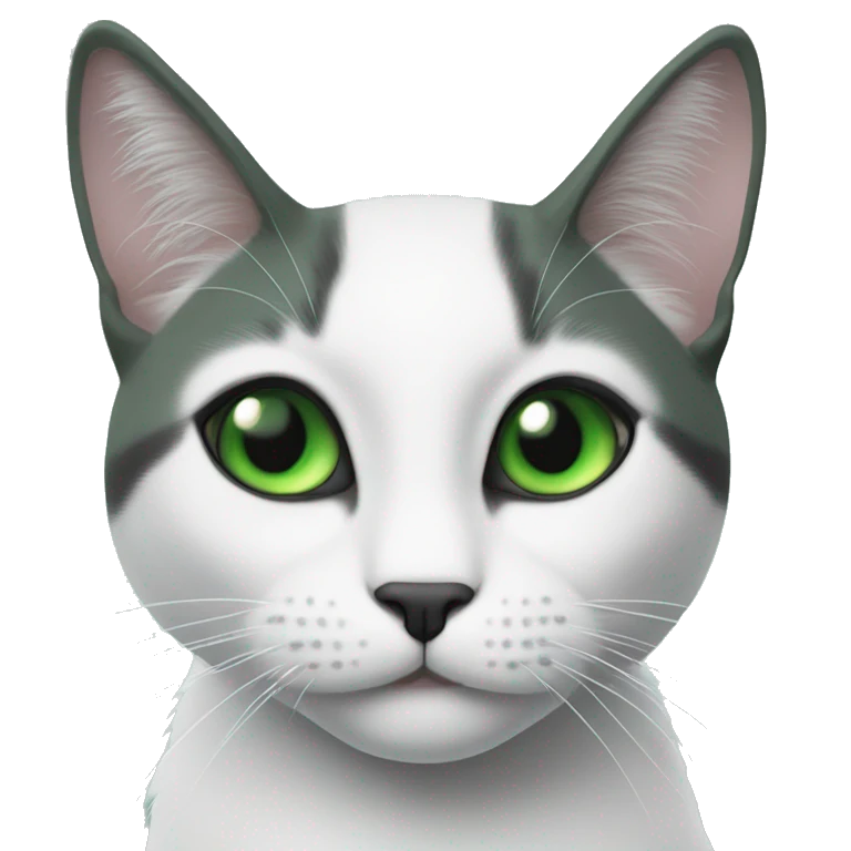 gato blanco y negro, green eyes emoji