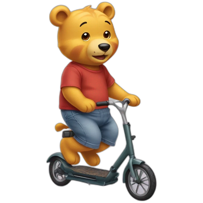 Winnie l'ourson avec une trotinette emoji