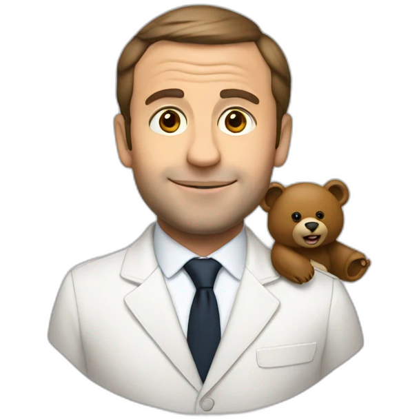 Macron with a bear emoji