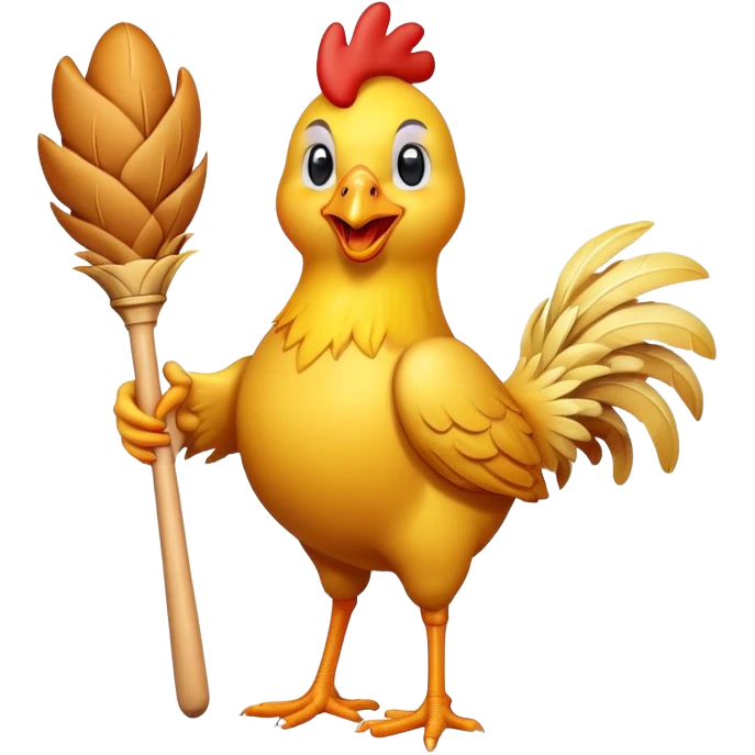 cartoon chicken with a drumstick emoji