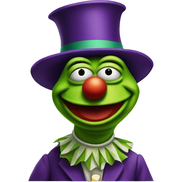 Kermit the frog dressed as a clown emoji