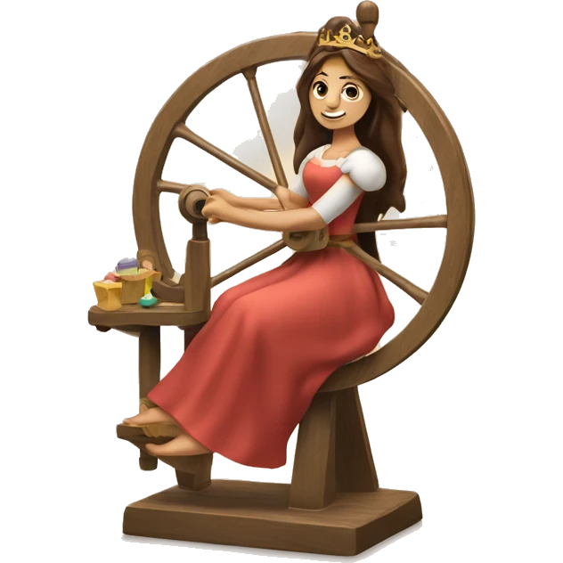 The princess spins threads on a spinning wheel emoji