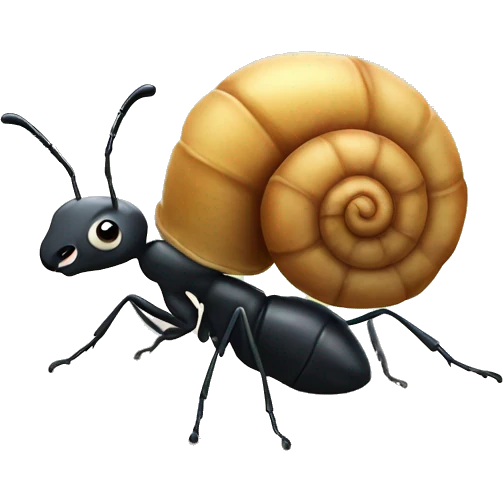 Ant on top on snail emoji