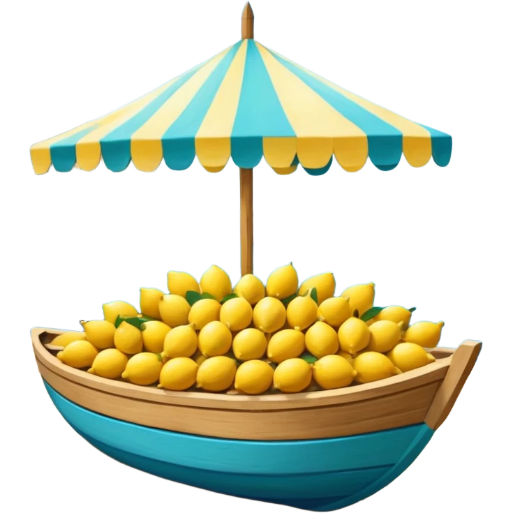 Mediterranean lemon stand by the sea, blue and white striped canopy
Fresh yellow lemons stacked, wooden boats and turquoise water background
Bright sunlight, Italian coastal summer vibe, vibrant colors emoji