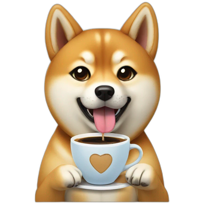 Shiba Inu with a coffee and waffle emoji