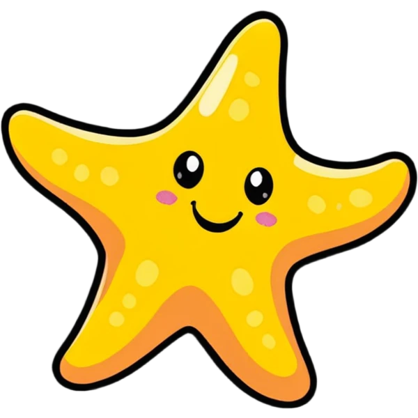 cute cheerful starfish character with a smile emoji