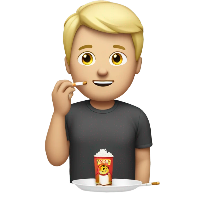  blonde fat guy smoking and eating  emoji